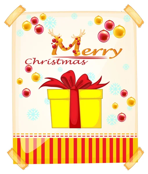 Merry Christmas card with present — Stock Vector
