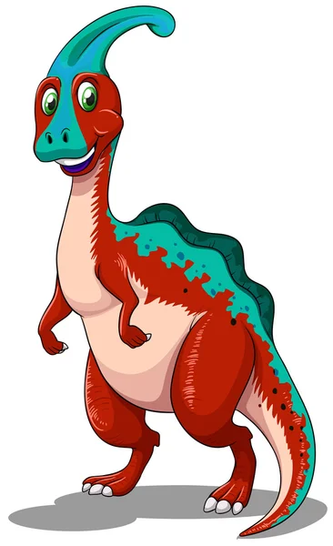 Parasaurolophus rojo de pie en dos patas — Vector de stock