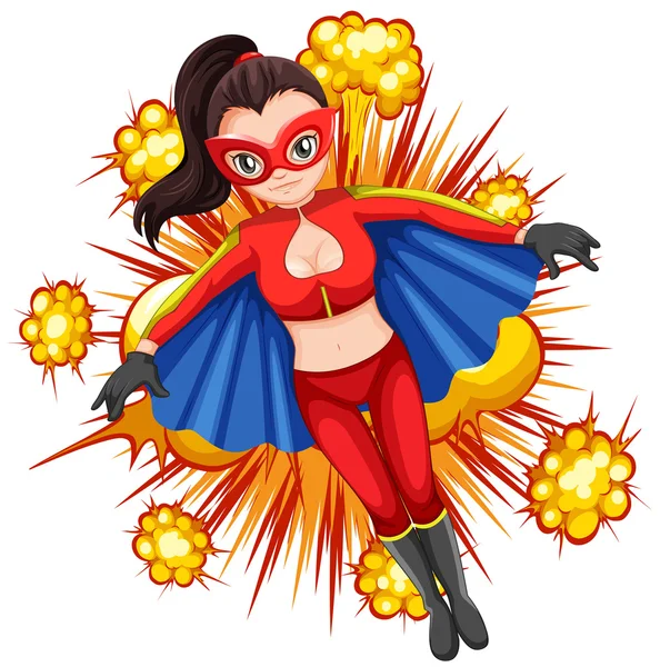 Female superhero in red costume — Stock Vector