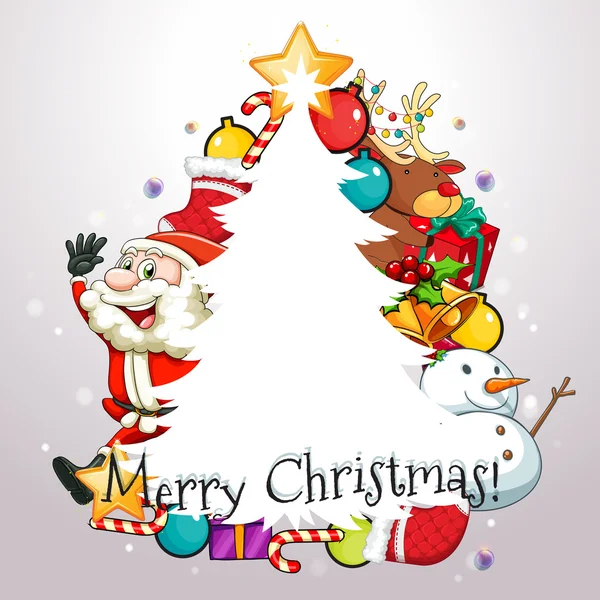 Weihnachtsthema mit Weihnachtsmann und Ornamenten — Stockvektor