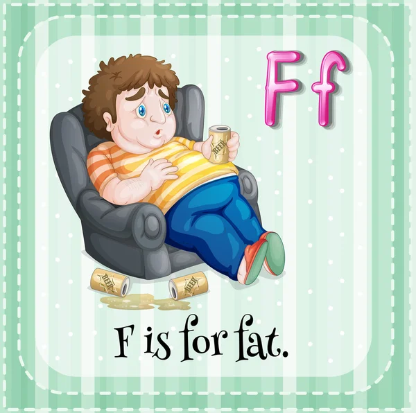 Flashcard letter F is for fat — Stock Vector