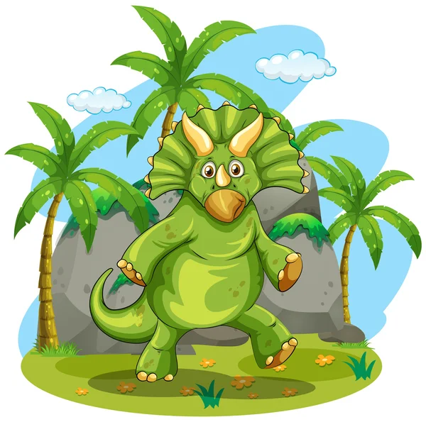 İki ayak üzerinde duran yeşil dinozor — Stok Vektör