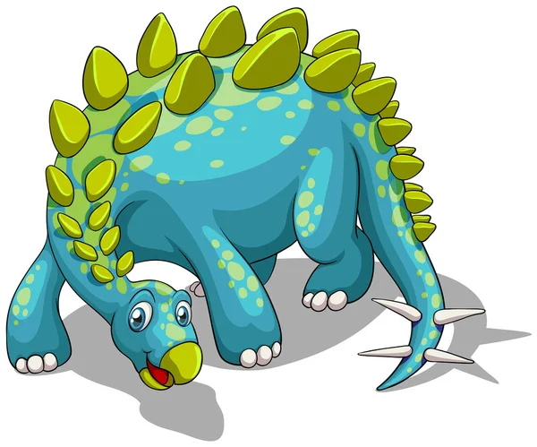 Blauwe dinosaur met spikes staart — Stockvector