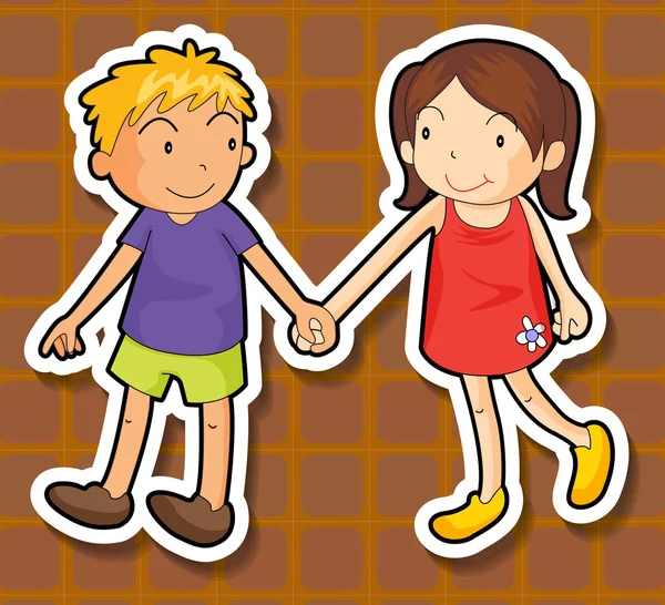 Boy and girl holding hands — Stock Vector