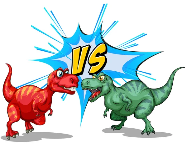 Dos dinosaurios peleando entre sí — Vector de stock