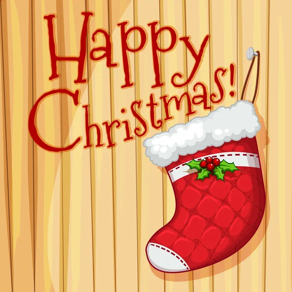 Poster de Navidad feliz con calcetín — Vector de stock