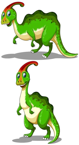 Parasaurolophus verde de pie y inclinándose hacia abajo — Vector de stock