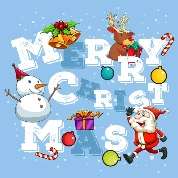 Kerstmis thema met Santa en sneeuwpop — Stockvector
