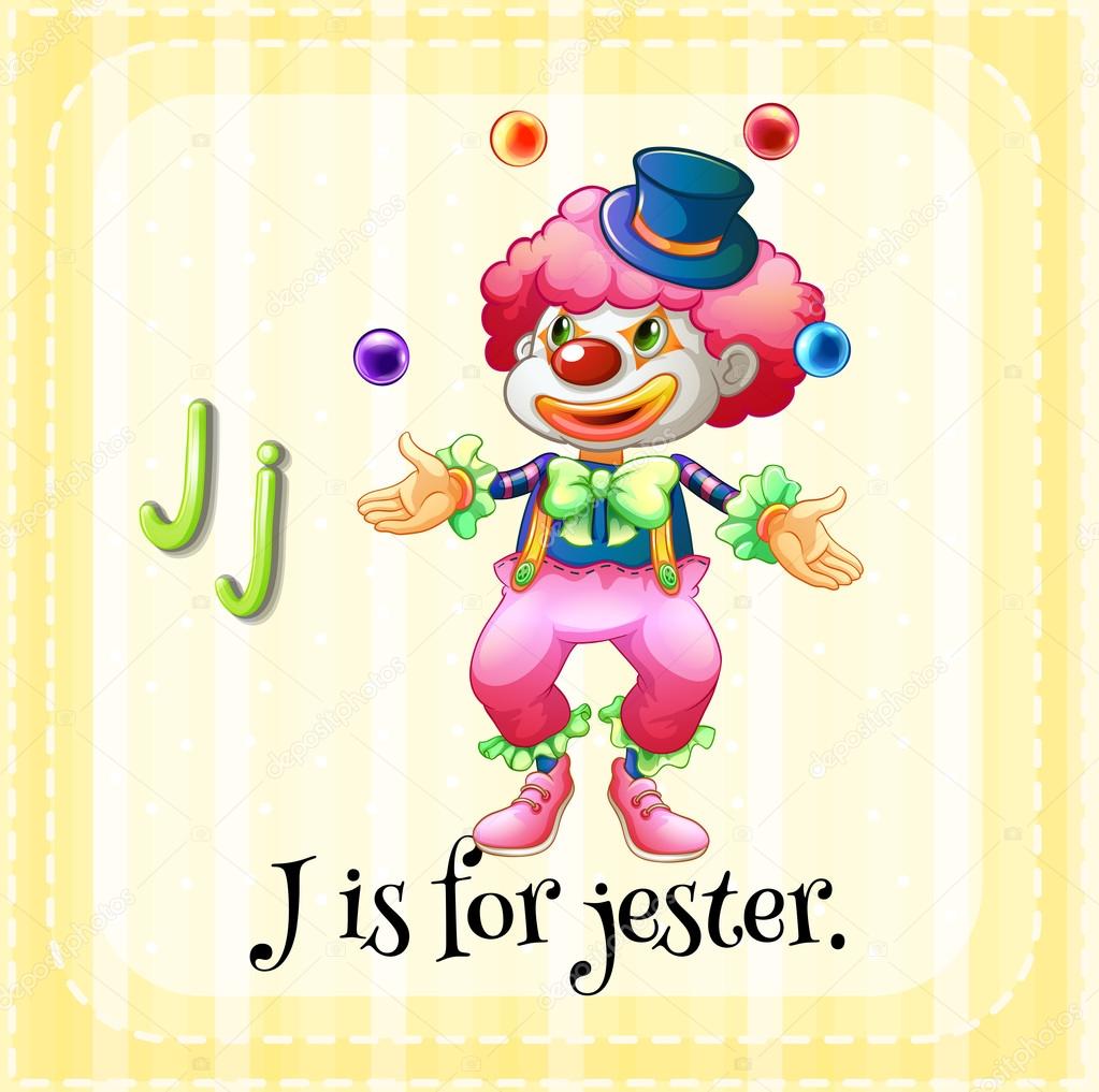 Flashcard letter J is for jester