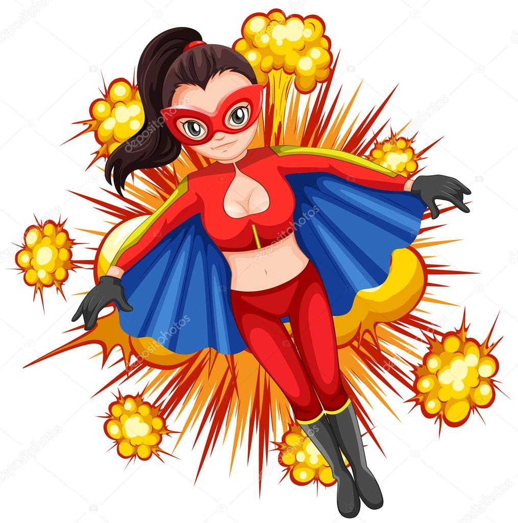 Female superhero in red costume