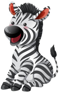 Cesur çizgileri, parlak renkleri ve oyuncu çizgi film tarzıyla sevimli vektör zebra çizimi