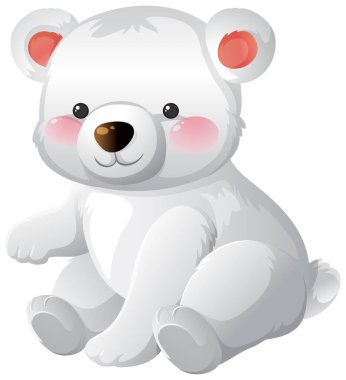 Sevimli çizgi film kutup ayısı yavrusu oturuyor, yumuşak pastel renkler, parlak gölgeler, vektör illüstrasyonu