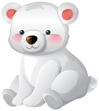 Sevimli beyaz kutup ayısı yavru illüstrasyonu, yumuşak pastel renkler, parlak gölgeler, vektör çizgi film tarzı