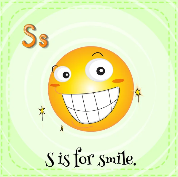 抽认卡字母 S 是微笑 — 图库矢量图片