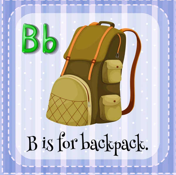Flashcard B sırt çantası için harftir — Stok Vektör