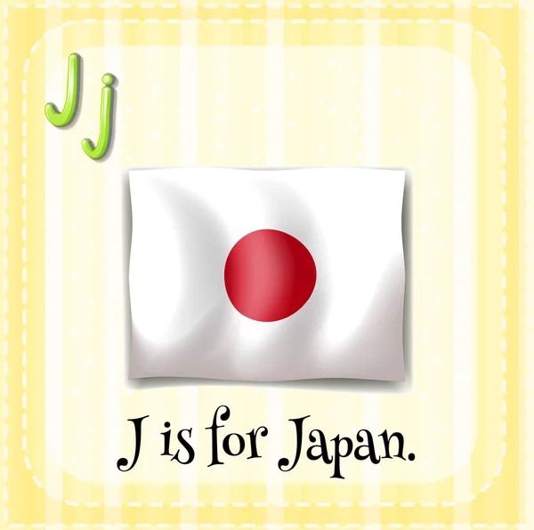 Flashcard brief J is voor Japan — Stockvector