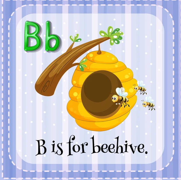 Flashcard letter B is for beehive — Stock Vector