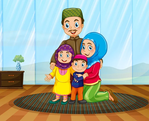 Müslüman aile evde — Stok Vektör