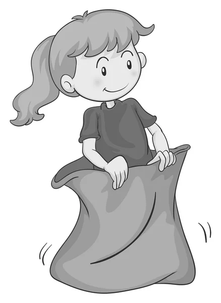 Маленькая девочка прыгает в мешок — стоковый вектор