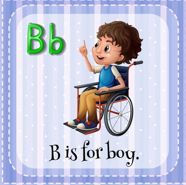 Flashcard letter B is for boy — Stock Vector