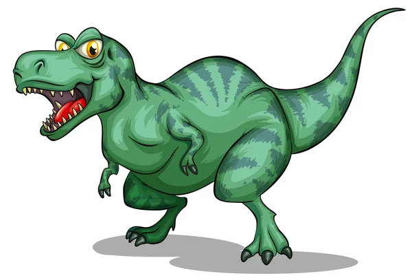 Tiranossauro verde rex com dentes afiados — Vetor de Stock