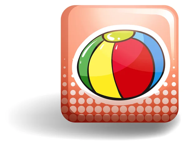 Ballon de plage sur badge carré — Image vectorielle
