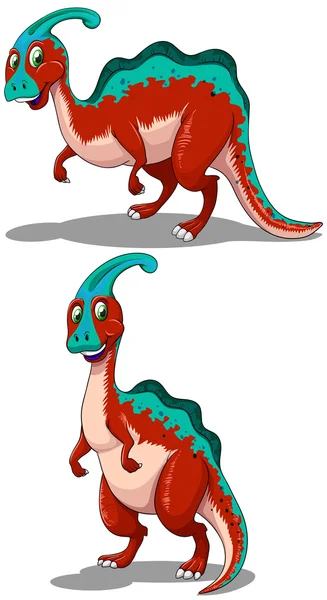 Red parasaurolophus in two poses — Stock Vector