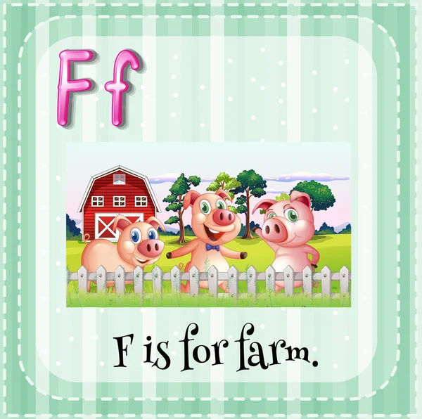 Flashcard alphbet F is for farm — Stock Vector