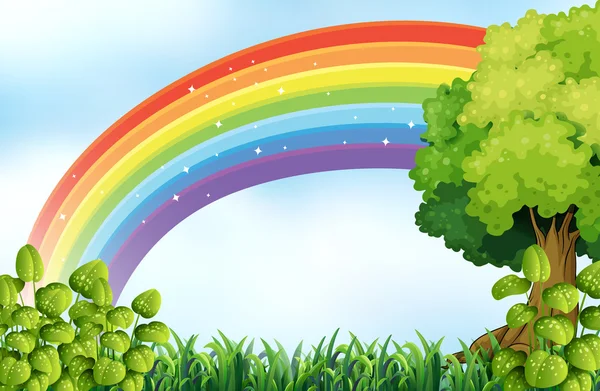 Natur scen med rainbow — Stock vektor