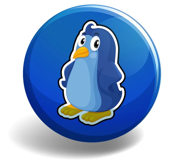 Pinguïn op blauwe badge — Stockvector