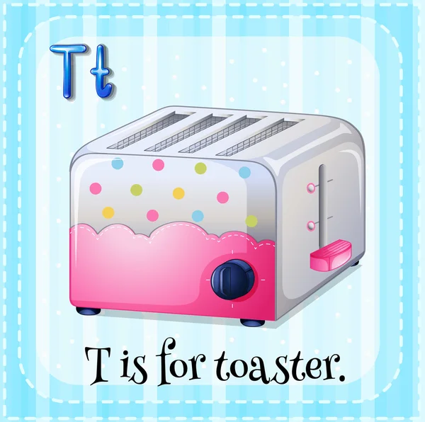Flashcard letter T is for toaster — Stock Vector