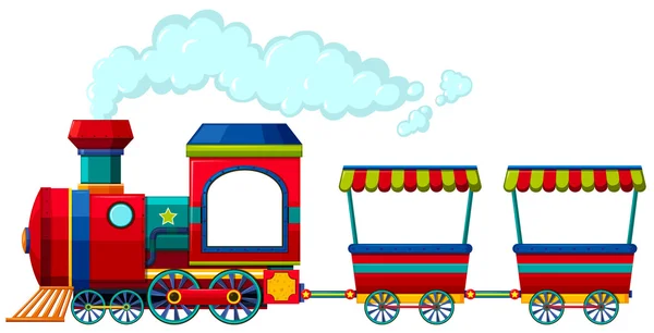 Kırmızı tren ile iki küçük yük arabalar — Stok Vektör
