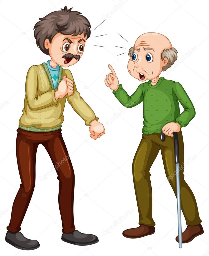 Two old men fighting