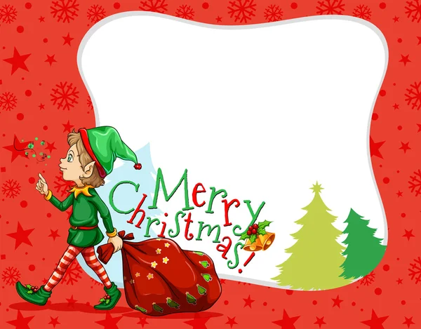 Christmas theme design with elf and bag — Stock Vector