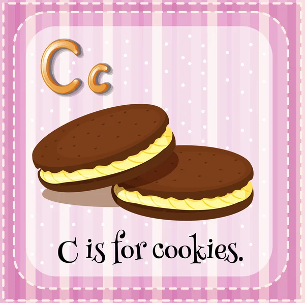 La letra C de Flashcard es para cookies — Vector de stock