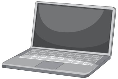 Açık gri bir dizüstü bilgisayarın, boş ekranlı, temiz bir vektör çizimi