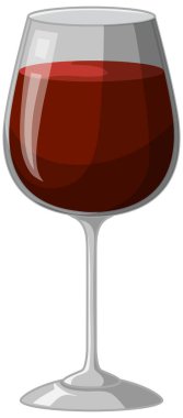 Gerçekçi röfle ve yansımalarla kırmızı şarap kadehinin temiz bir temsili.