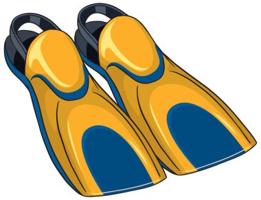 Beyaz arka planda izole edilmiş sarı ve mavi yüzgeçlerin temiz vektör çizimi