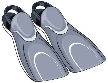 Sade beyaz arka planda ayarlanabilir kayışları olan gri yüzme yüzgeçlerinin vektör çizimi