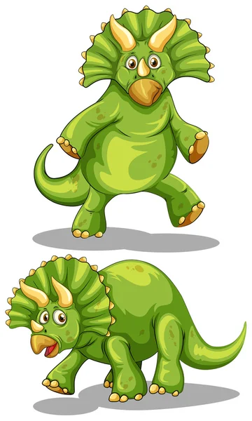 Dinosaurio verde con cuernos afilados — Vector de stock