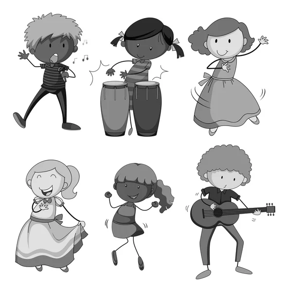 Niños tocando instrumento musical — Vector de stock