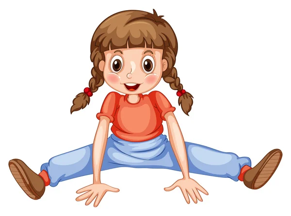 Little girl stretching her legs — Stock Vector