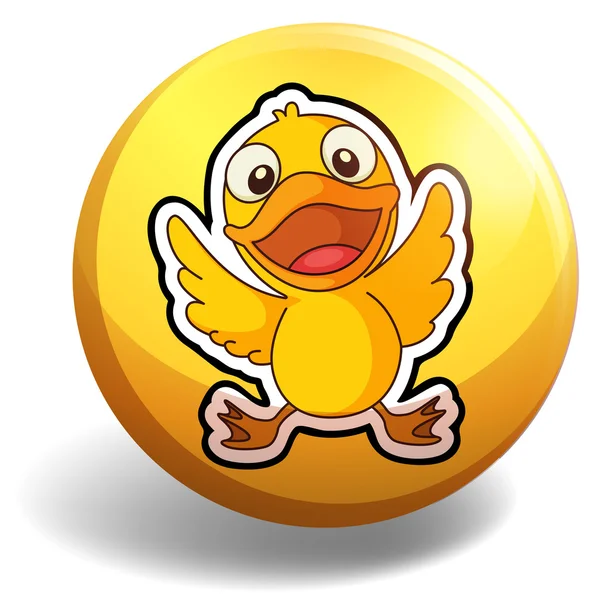 Little duckling on round badge — Stock Vector