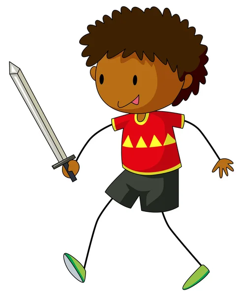 Boy playing with sword — Stock Vector