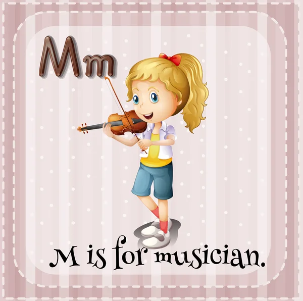 Flashcard M est pour musicien — Image vectorielle