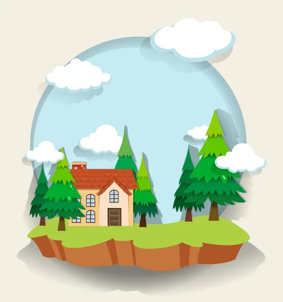 Single house in the forest — Stock Vector