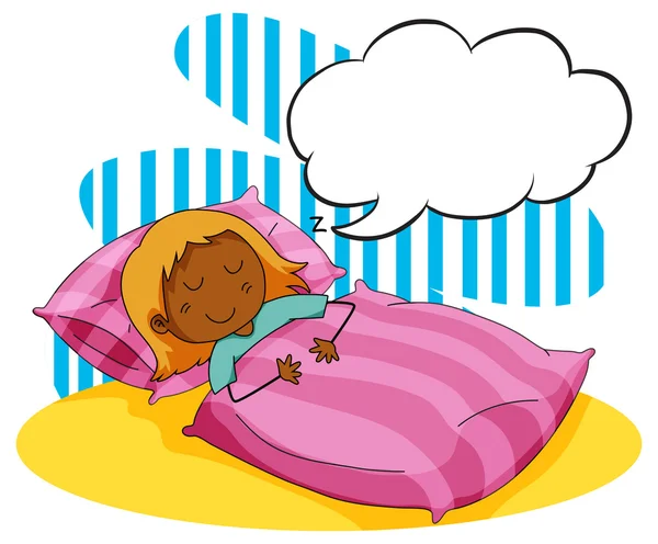 Girl sleeping in the bed — Stock Vector