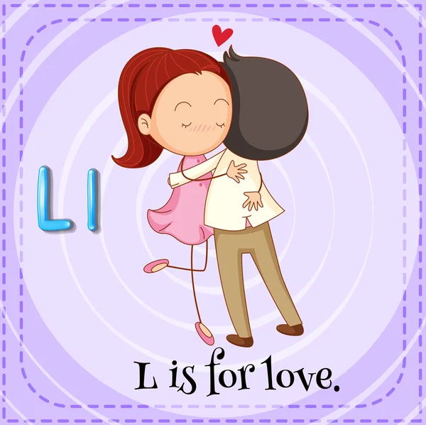 Flashcard lettre L est pour l'amour — Image vectorielle