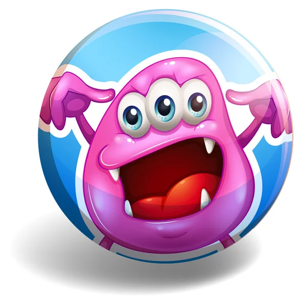 Monstre rose sur badge rond — Image vectorielle