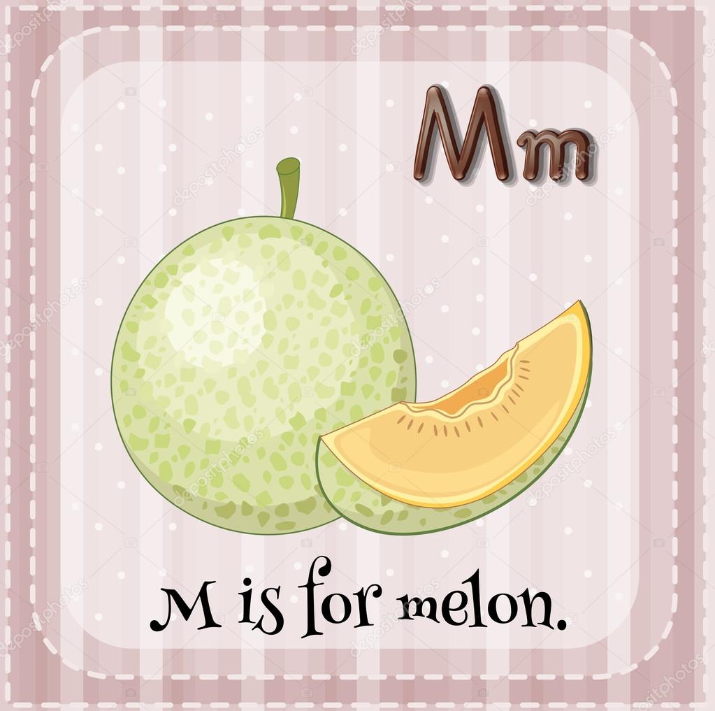 Flashcard letter M is for melon